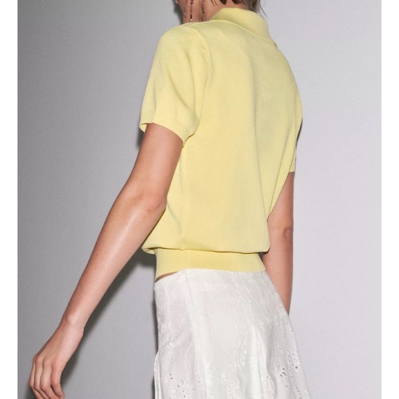 🆕 Zara SHORT SLEEVE KNIT POLO TOP - Picture 5 of 7